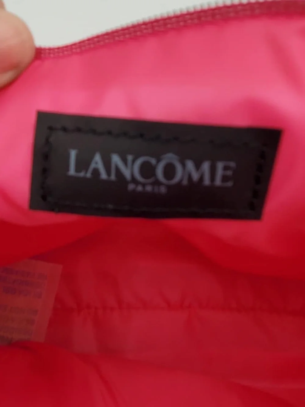 Lancôme Pink Black Geometric Zip Top Makeup Travel Bag